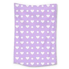 Hearts Dots Purple Large Tapestry by snowwhitegirl