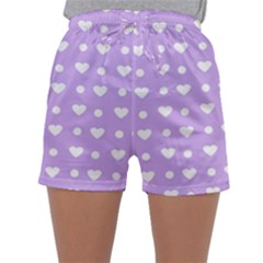 Hearts Dots Purple Sleepwear Shorts by snowwhitegirl