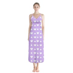 Hearts Dots Purple Button Up Chiffon Maxi Dress by snowwhitegirl