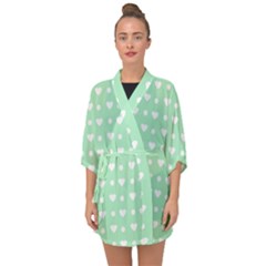 Hearts Dots Green Half Sleeve Chiffon Kimono by snowwhitegirl