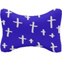 Blue White Cross Seat Head Rest Cushion View1