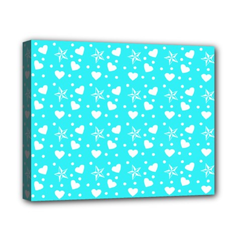 Hearts And Star Dot Blue Canvas 10  X 8  by snowwhitegirl