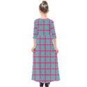 Blue Pink Plaid Kids  Quarter Sleeve Maxi Dress View2