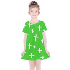 Green White Cross Kids  Simple Cotton Dress by snowwhitegirl