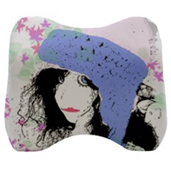 Girl With Hat Velour Head Support Cushion by snowwhitegirl