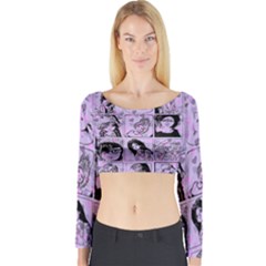 Lilac Yearbook 2 Long Sleeve Crop Top by snowwhitegirl