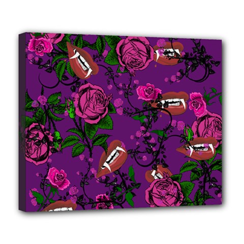 Purple  Rose Vampire Deluxe Canvas 24  X 20   by snowwhitegirl