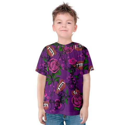 Purple  Rose Vampire Kids  Cotton Tee by snowwhitegirl