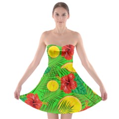 Orange Tropics Green Strapless Bra Top Dress by snowwhitegirl