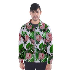 Flamingo Floral White Windbreaker (men) by snowwhitegirl