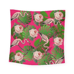 Flamingo Floral Pink Square Tapestry (small) by snowwhitegirl