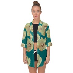 Teal Tulips Open Front Chiffon Kimono by snowwhitegirl