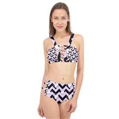 Pink Teapot Chevron Cage Up Bikini Set by snowwhitegirl