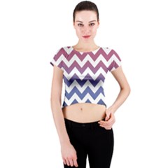 Pink Blue Black Ombre Chevron Crew Neck Crop Top by snowwhitegirl