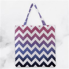 Pink Blue Black Ombre Chevron Grocery Tote Bag by snowwhitegirl