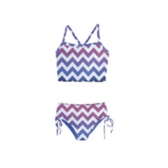 Pink Blue Black Ombre Chevron Girls  Tankini Swimsuit by snowwhitegirl