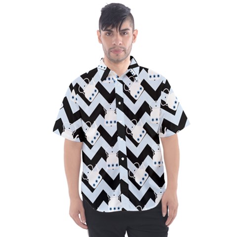 Blue Teapot Chevron Men s Short Sleeve Shirt by snowwhitegirl