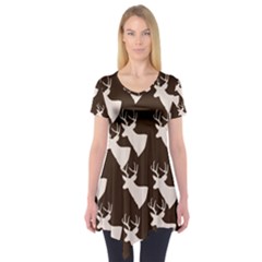 Brown Deer Pattern Short Sleeve Tunic  by snowwhitegirl