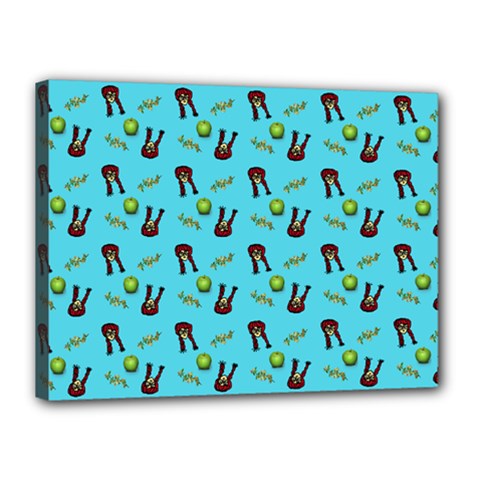 School Girl Pattern Blue Canvas 16  X 12  by snowwhitegirl