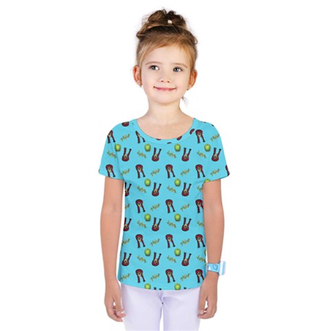 School Girl Pattern Blue Kids  One Piece Tee by snowwhitegirl