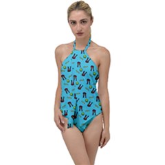 School Girl Pattern Blue Go With The Flow One Piece Swimsuit by snowwhitegirl