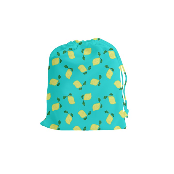 Lemons Blue Drawstring Pouch (Medium)