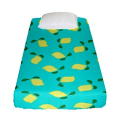 Lemons Blue Fitted Sheet (single Size) by snowwhitegirl