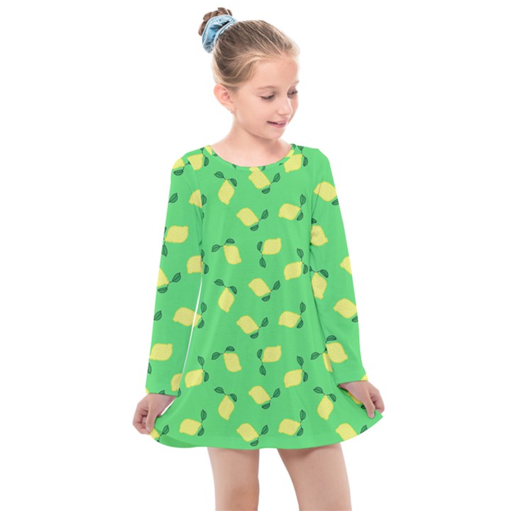 Lemons Green Kids  Long Sleeve Dress