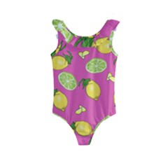 Lemons And Limes Pink Kids  Frill Swimsuit by snowwhitegirl