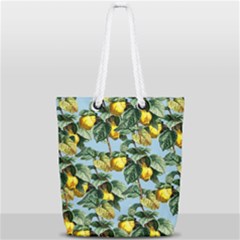 Fruit Branches Blue Full Print Rope Handle Tote (small) by snowwhitegirl