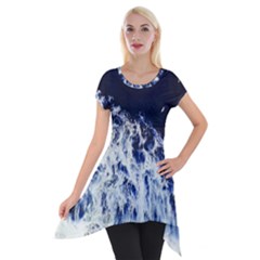 Blue Waves Sea Short Sleeve Side Drop Tunic by snowwhitegirl