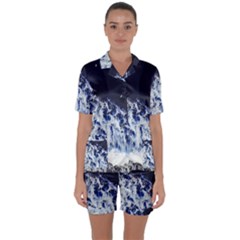 Blue Waves Sea Satin Short Sleeve Pyjamas Set by snowwhitegirl