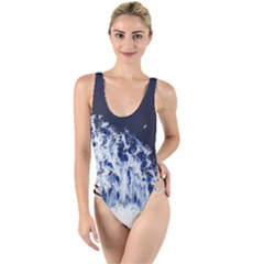 Blue Waves Sea High Leg Strappy Swimsuit by snowwhitegirl