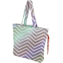 Ombre Zigzag 03 Drawstring Tote Bag by snowwhitegirl