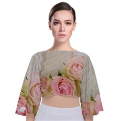 Roses 2218680 960 720 Tie Back Butterfly Sleeve Chiffon Top by vintage2030