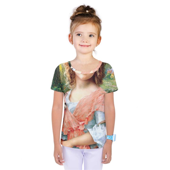 Girl With Dog Kids  One Piece Tee