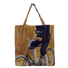 Policeman On Bicycle Grocery Tote Bag by vintage2030