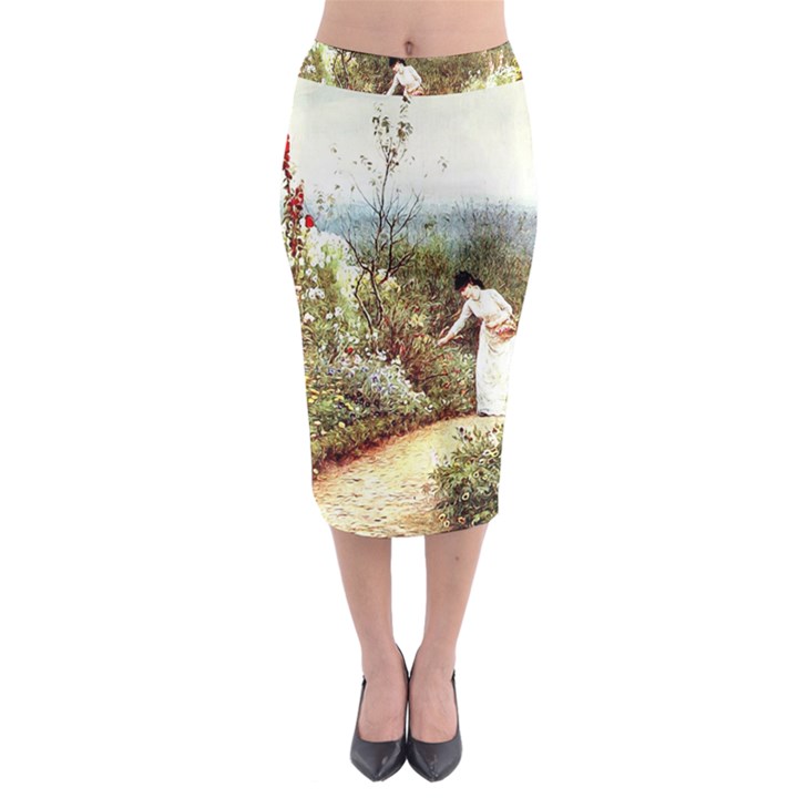 Lady And Scenery Midi Pencil Skirt