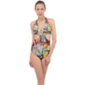 Retro Baking Halter Front Plunge Swimsuit View1