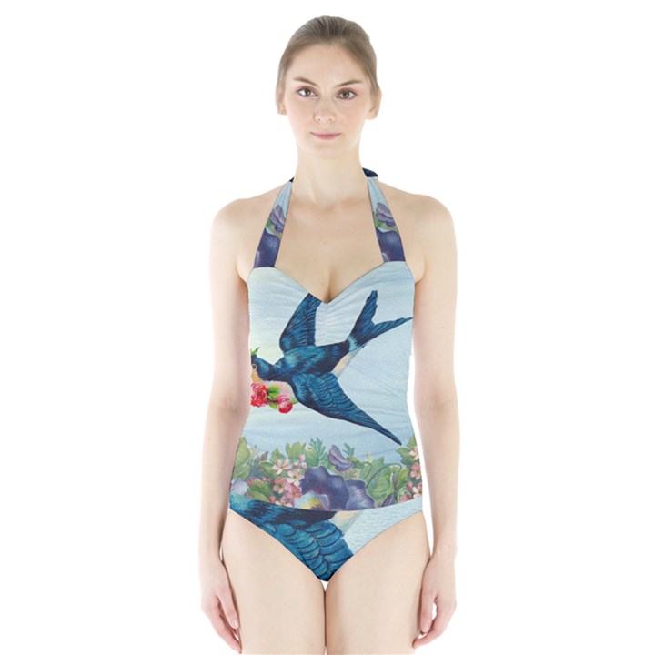 Blue Bird Halter Swimsuit