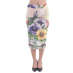 Lowers Pansy Midi Pencil Skirt by vintage2030