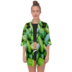 Pile Of Green Cucumbers Open Front Chiffon Kimono by FunnyCow