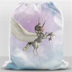 Cute Little Pegasus In The Sky, Cartoon Drawstring Bag (large) by FantasyWorld7