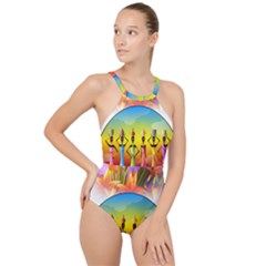 African American Women High Neck One Piece Swimsuit by AlteredStates