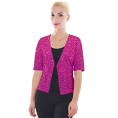 Hot Pink Glitter Cropped Button Cardigan by snowwhitegirl