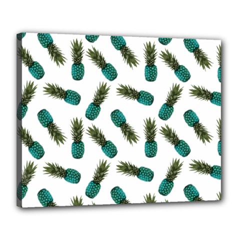 Pinapples Teal Canvas 20  X 16  (stretched) by snowwhitegirl