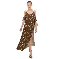 Brown Music Maxi Chiffon Cover Up Dress by snowwhitegirl