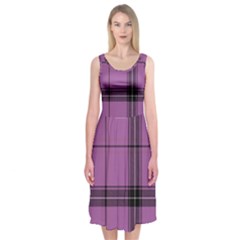 Lilac Plaid Midi Sleeveless Dress by snowwhitegirl