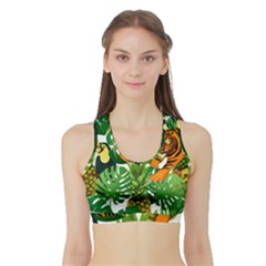 Tropical Pelican Tiger Jungle Sports Bra With Border by snowwhitegirl