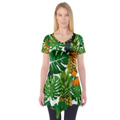 Tropical Pelican Tiger Jungle Short Sleeve Tunic  by snowwhitegirl